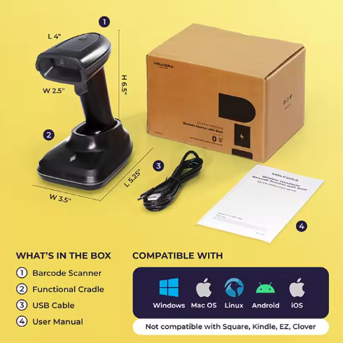 Rablik TechSet – 1D Wired Barcode Scanner (USB Interface, Plug & Play) - Image 3